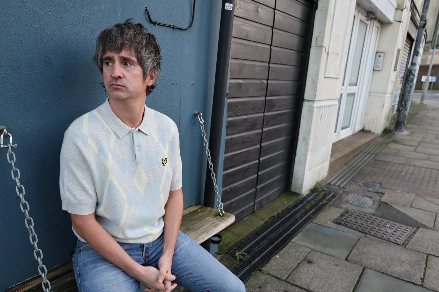 Lyle & Scott Cotton Argyle Short Sleeve Knitted Polo Light Grey Marl/ Opal Blue - RD1 Clothing