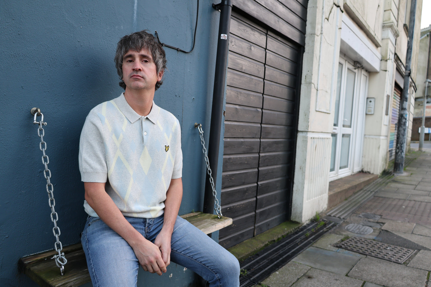 Lyle & Scott Cotton Argyle Short Sleeve Knitted Polo Light Grey Marl/ Opal Blue - RD1 Clothing