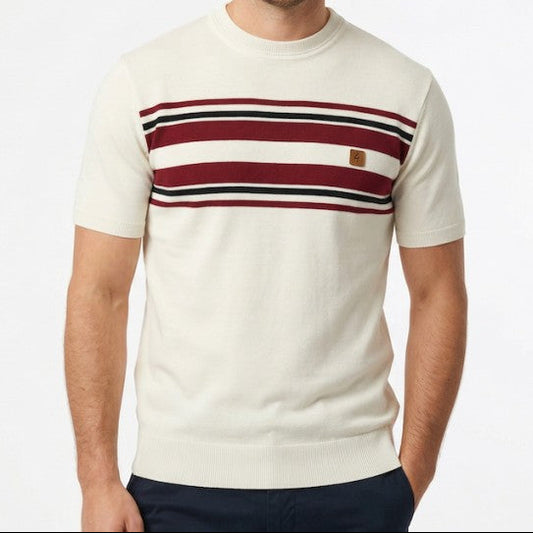Gabicci Vintage Liam Knitted Turtle Neck T-Shirt White