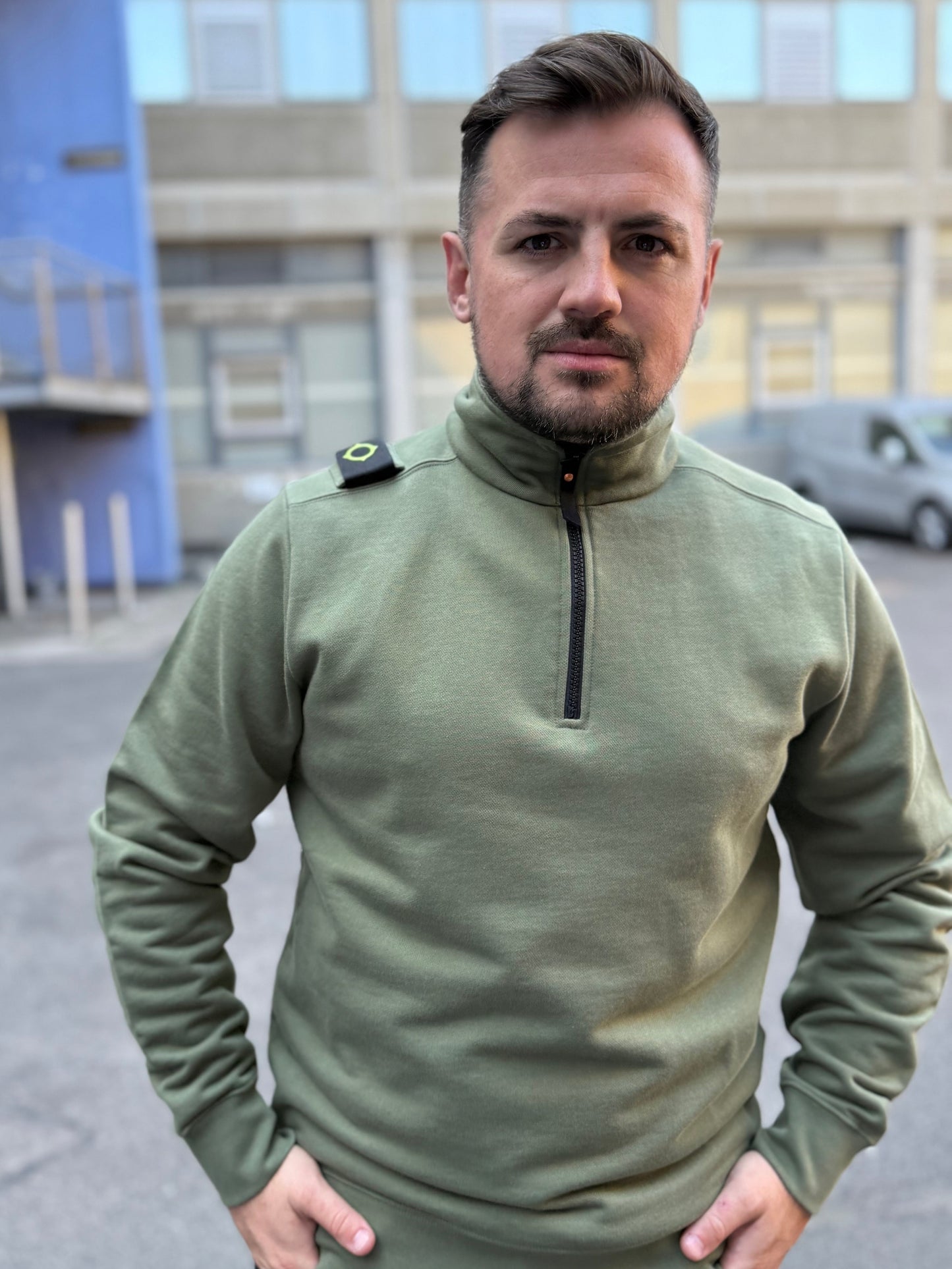 MA.STRUM Training Quarter Zip Sweatshirt Bronze Green