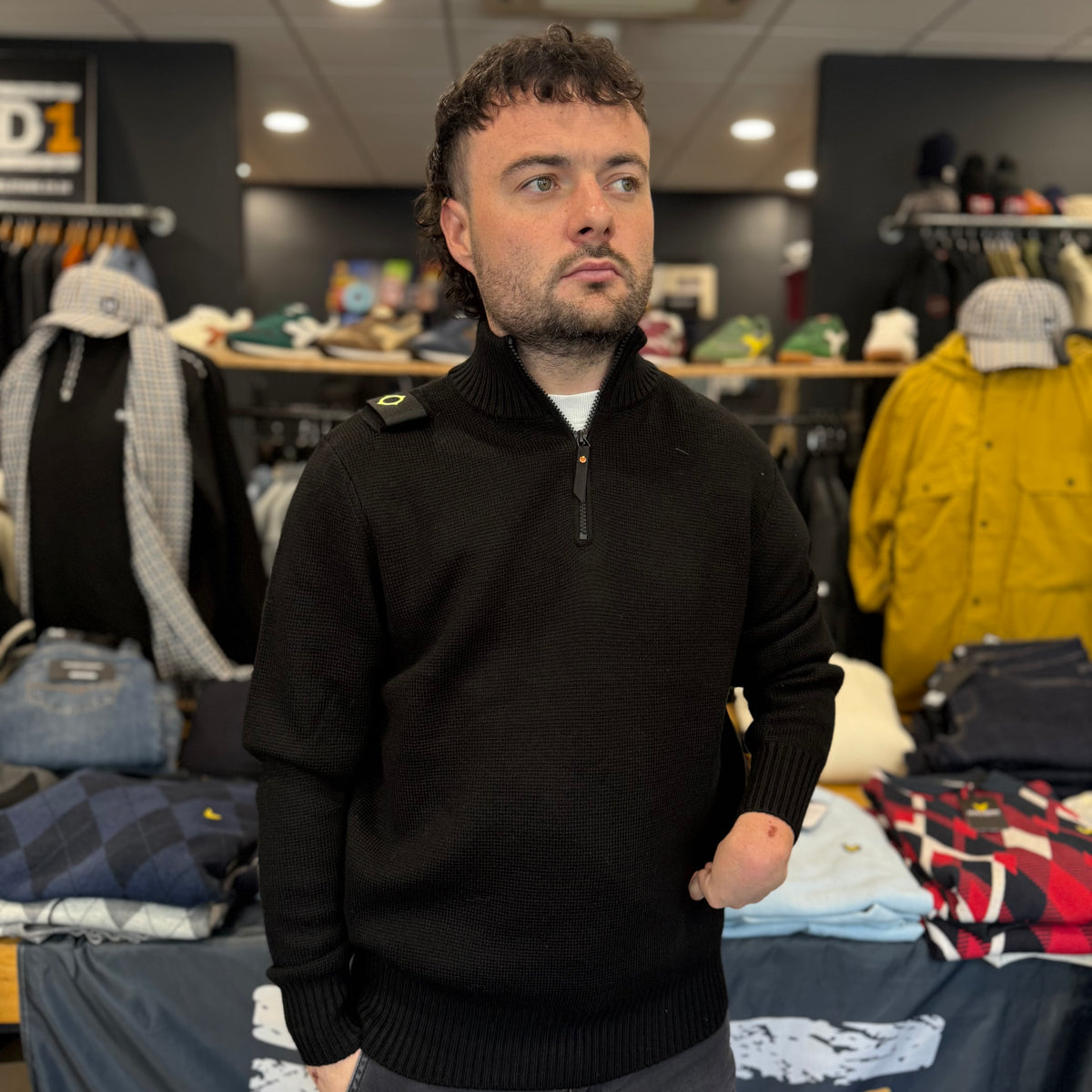 MA.STRUM Sarl Quarter Zip Sweater Black