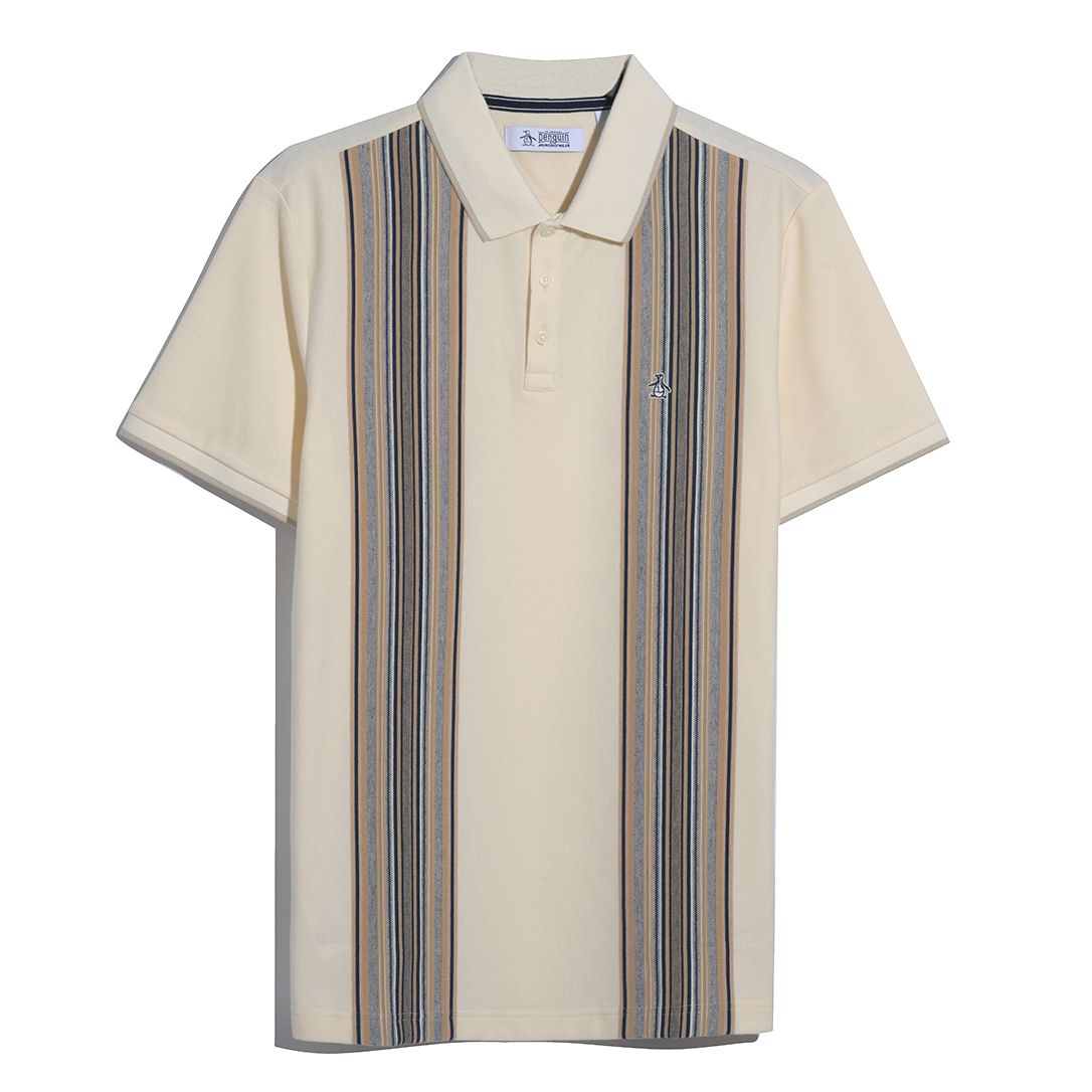 Original Penguin Raised Ottoman Vertical Stripe Polo Shirt Birch