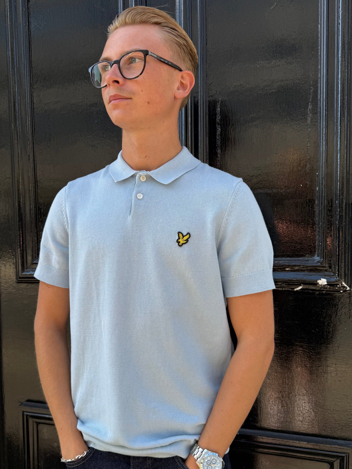 Lyle & Scott Short Sleeve Knitted Polo Opal Blue