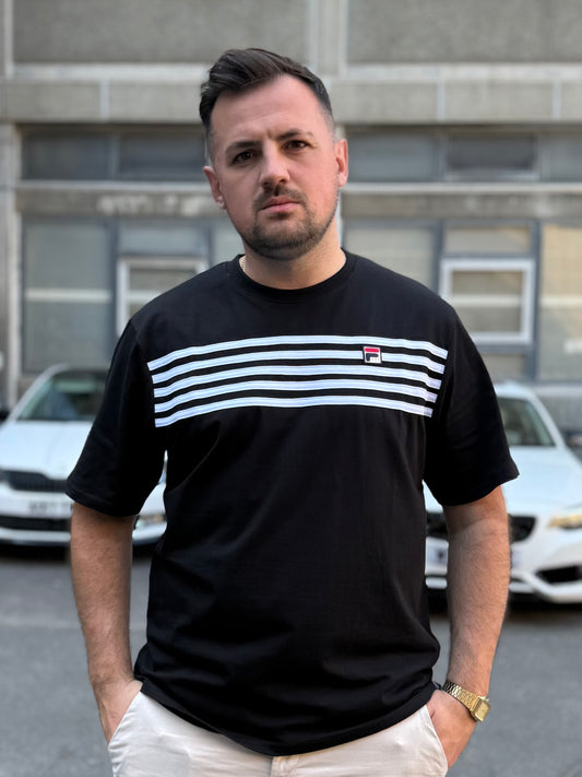 Fila Vintage Hanford Stripe T-Shirt Black/White