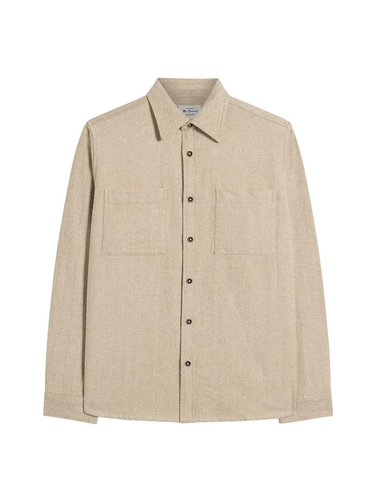 Ben Sherman brushed herringbone overshirt in bronze, casual over shirt with textured fabric and button-up design.