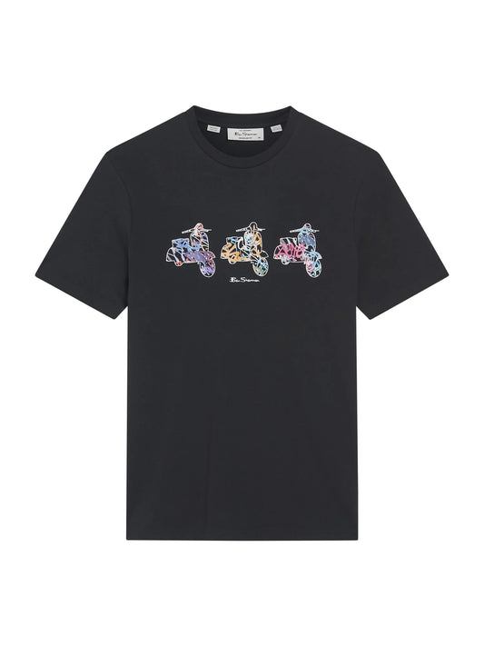 Black Ben Sherman Scooter Spray T-Shirt by RD1 Clothing displayed on a model, featuring a casual fit and graphic design.