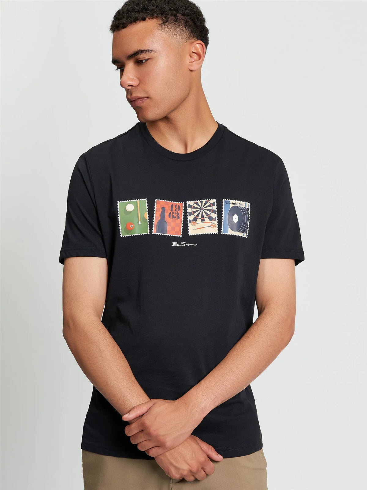 Black Ben Sherman Pub Sports T-Shirt by RD1 Clothing featuring casual design and breathable fabric.