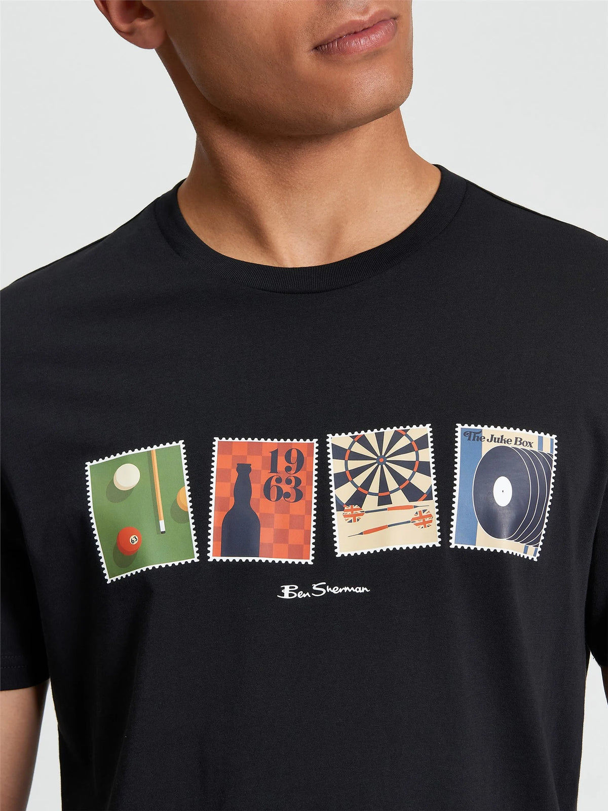 Black Ben Sherman Pub Sports T-Shirt by RD1 Clothing, featuring a casual fit and sports-inspired design.