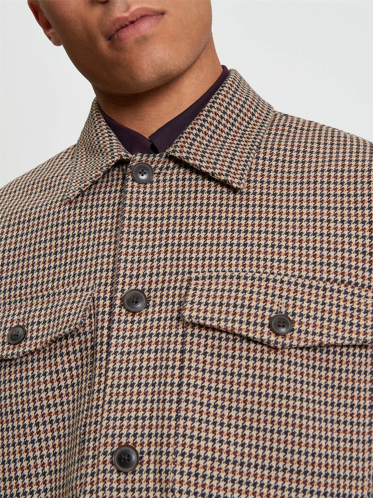 Light brown Ben Sherman check jacket from RD1 Clothing, featuring a tailored fit and classic plaid pattern.