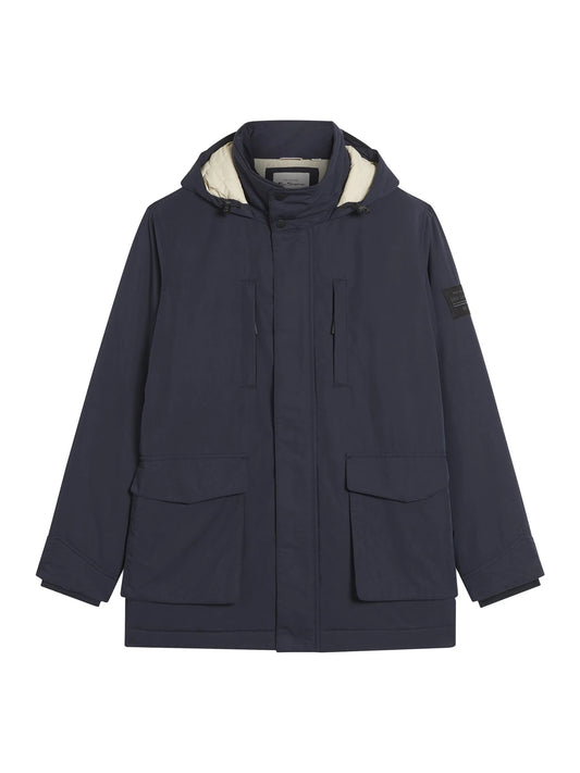 Ben Sherman heavy navy parka jacket with hood, featuring durable fabric and style details, by RD1 Clothing.