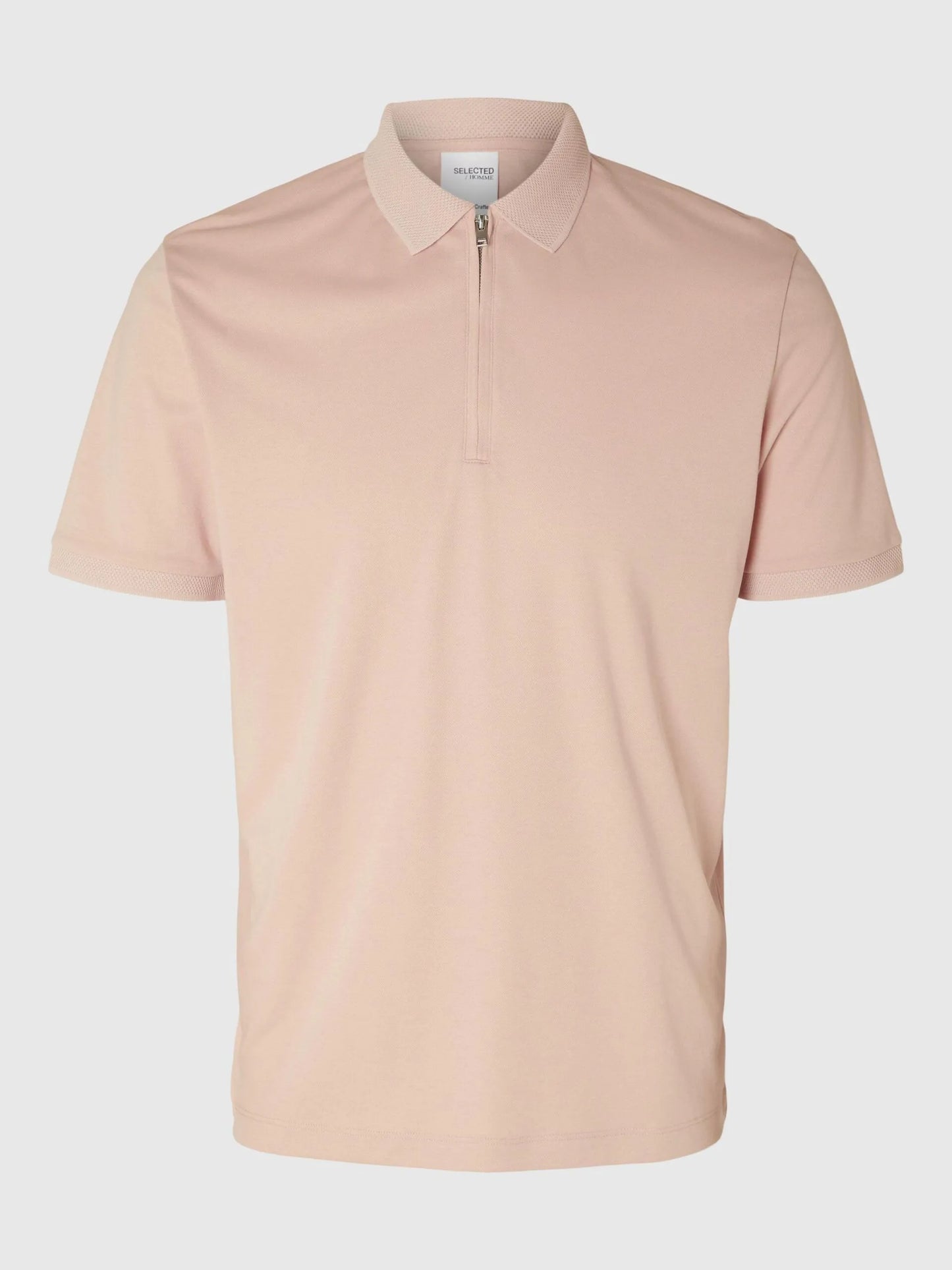 Selected Homme Fave Polo Shirt In Cameo Rose