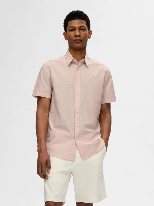 Selected Homme Classic Linen SS Shirt Cameo Rose