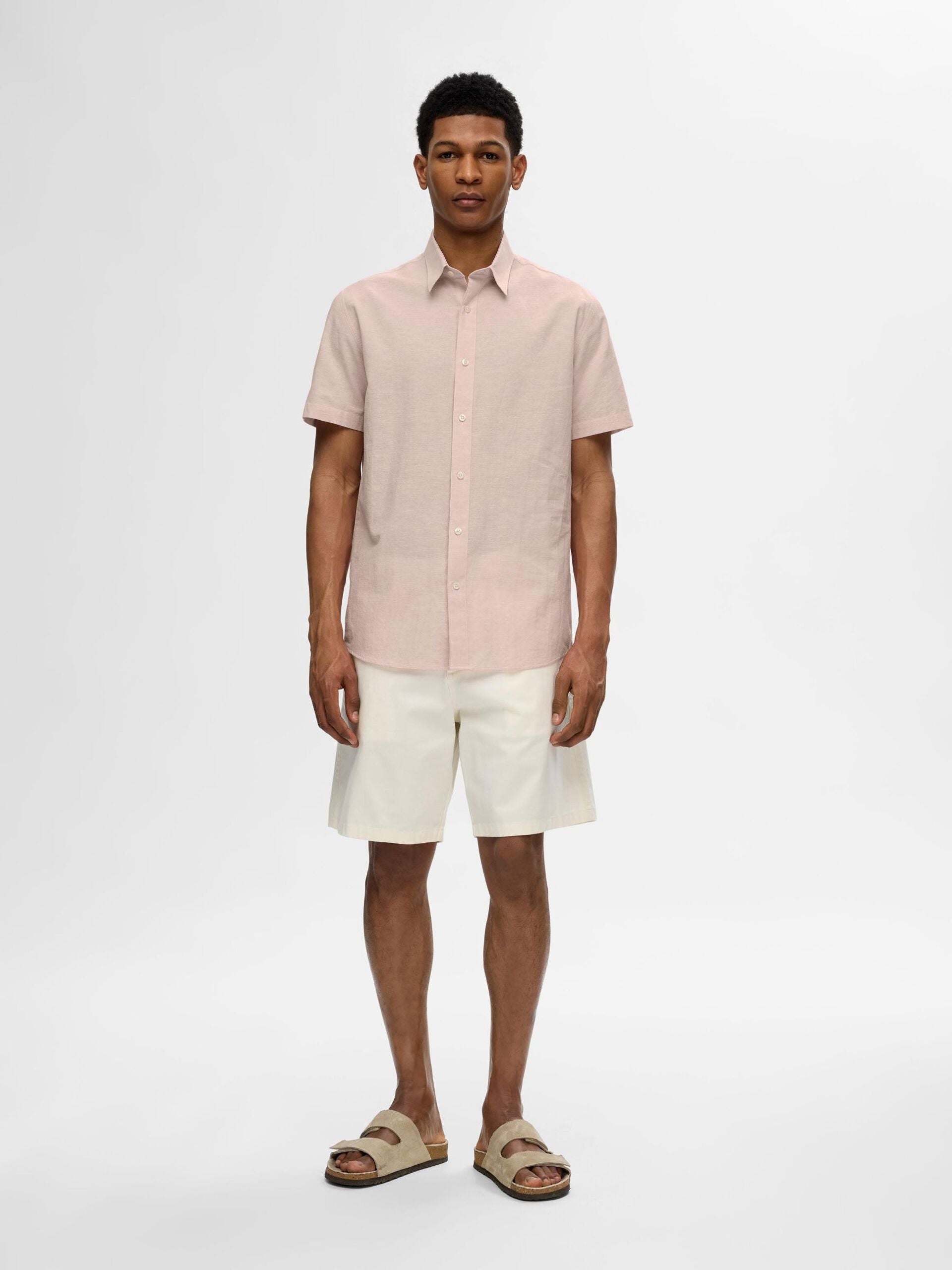 Selected Homme Classic Linen SS Shirt Cameo Rose