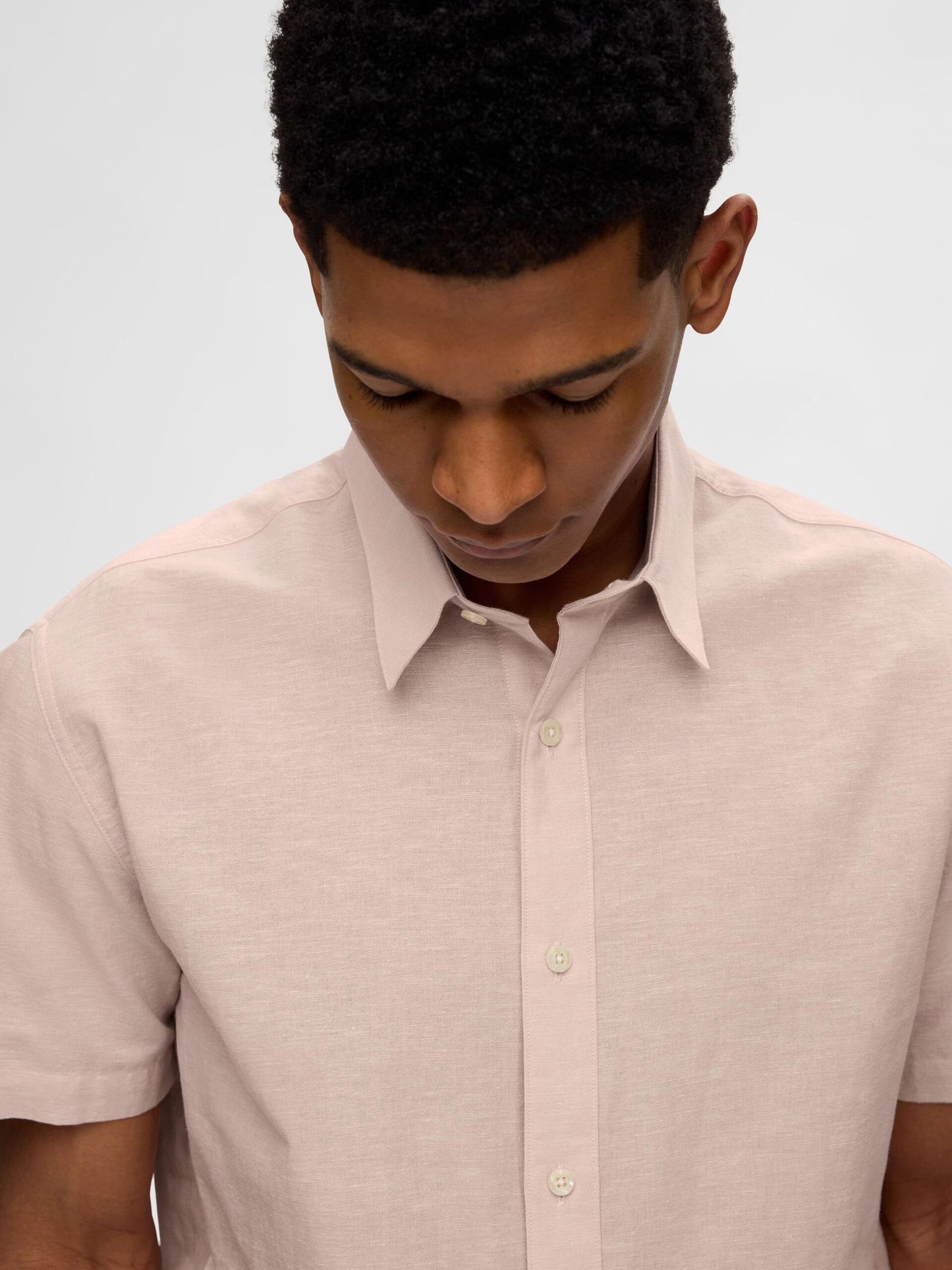 Selected Homme Classic Linen SS Shirt Cameo Rose