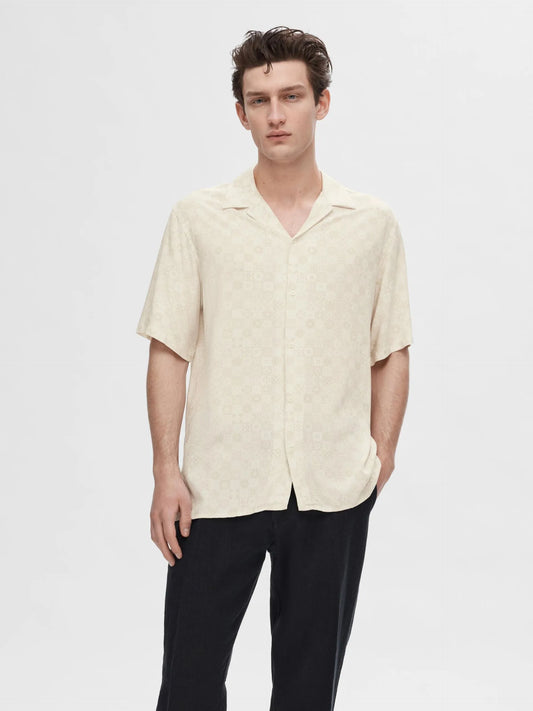 Selected Homme Vero Shirt In AOP Egret