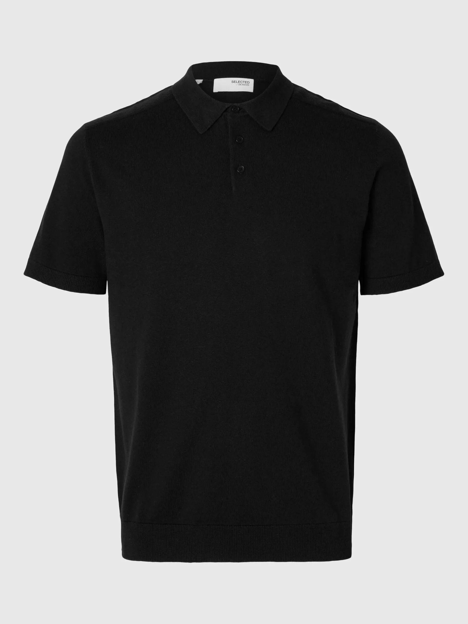 Selected Homme Berg SS Knit Polo In Black Black S