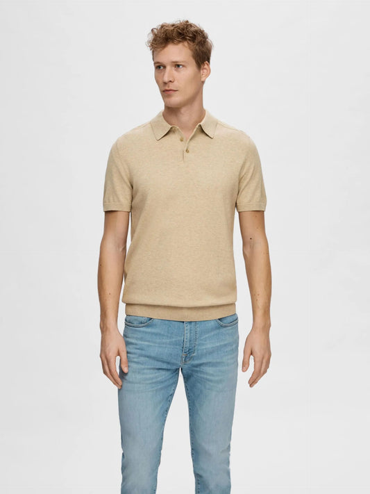 Selected Homme Berg SS Knit Polo In Kelp