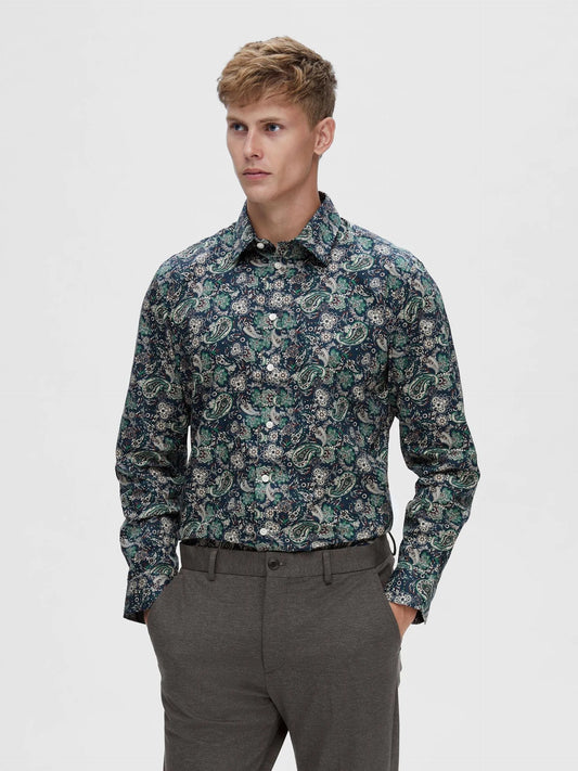 Selected Homme Soho LS Shirt In Dark Navy Paisley