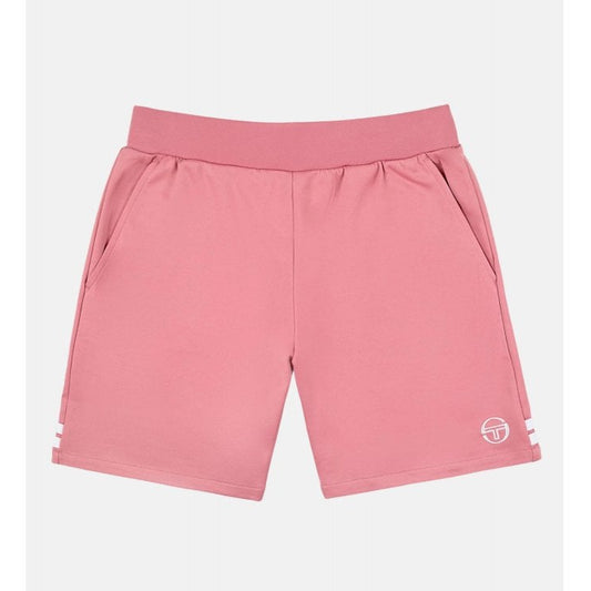 Pink and white Sergio Tacchini New Orion Shorts in geranium pink and white, featuring a stylish, casual design.