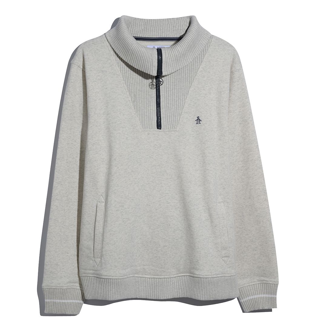 Original Penguin Fleece Tipped Quarter Zip Jumper Birch