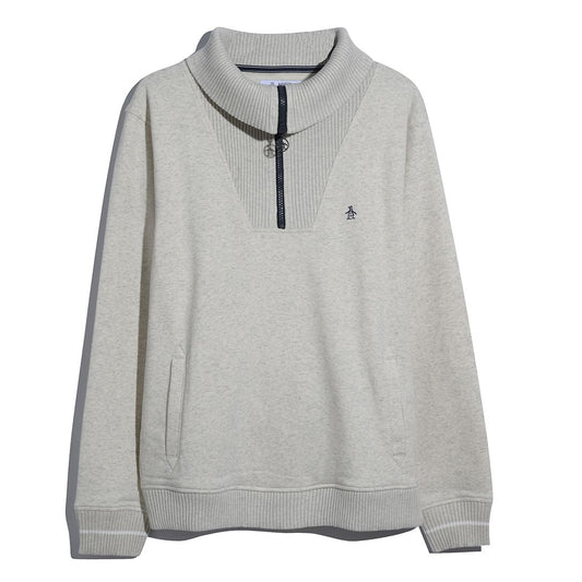Original Penguin Fleece Tipped Quarter Zip Jumper Birch