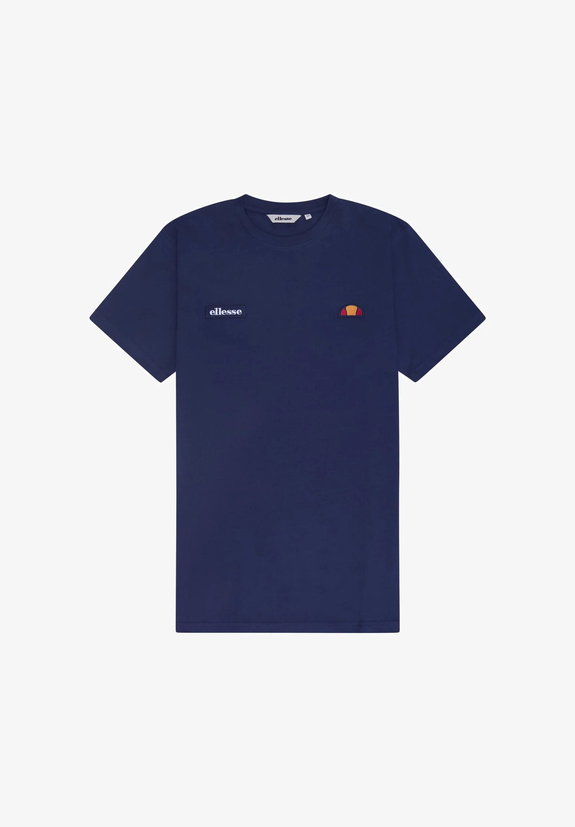 Navy Ellesse Floran T-Shirt with logo detail, casual fit, and soft fabric, displayed on a hanger.