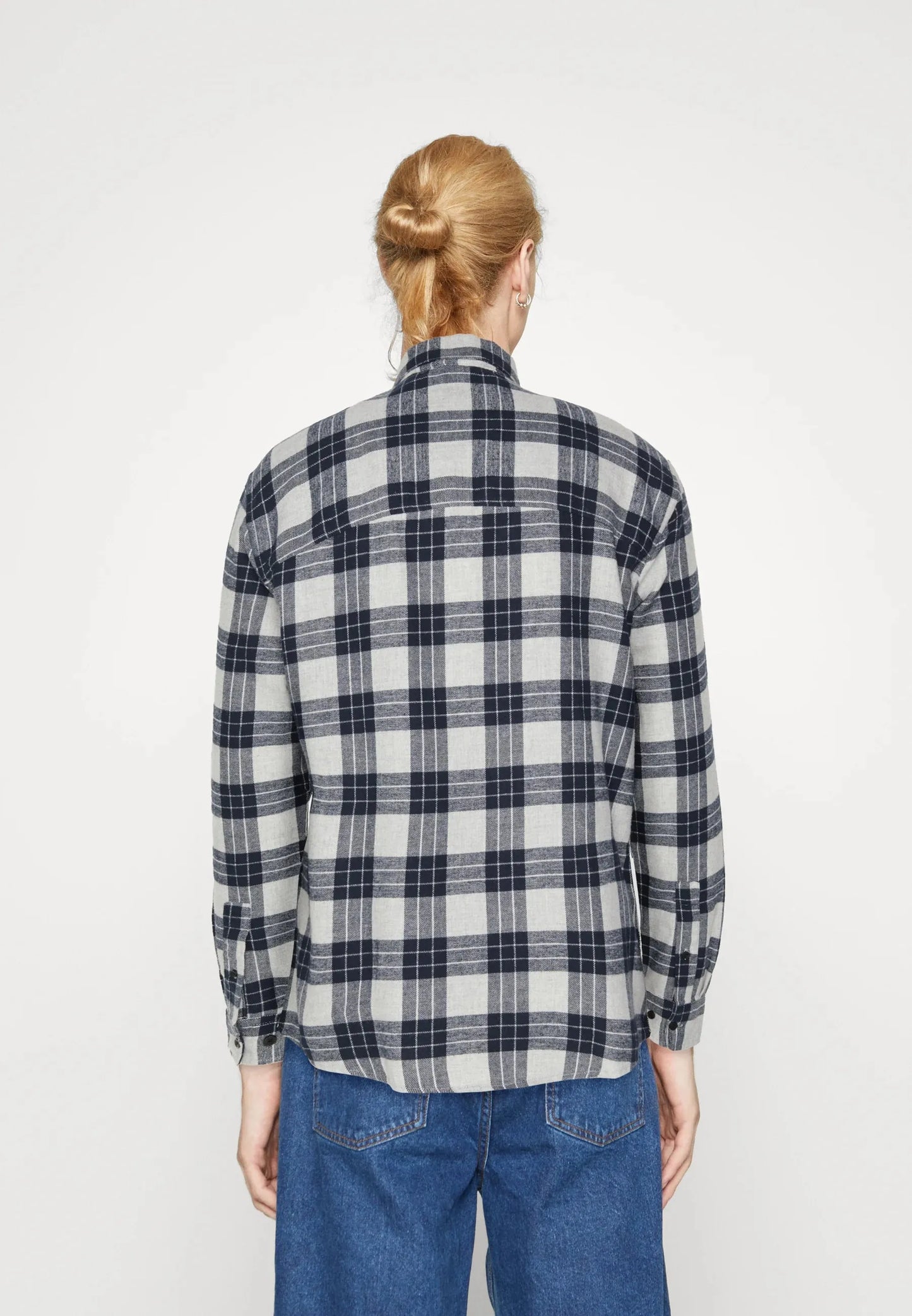 Only & Sons Bone Check Shirt In Dark Grey