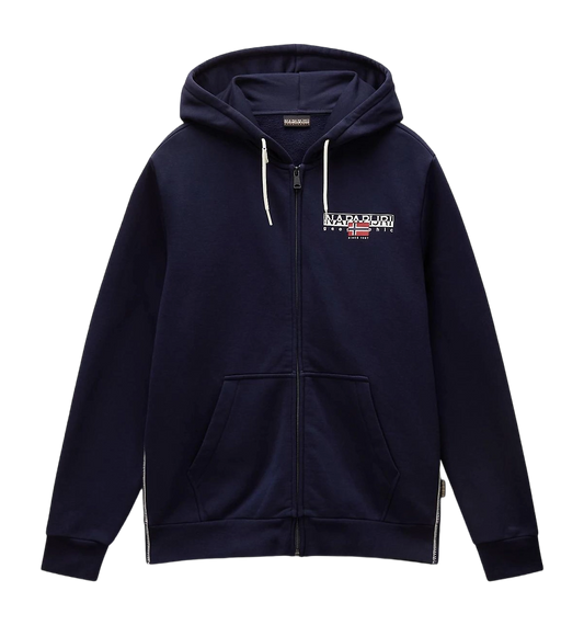 Navy Napapijri B-Aylmer Zip Hoodie Jumper with front zipper and hood, casual style, shown on a plain background.