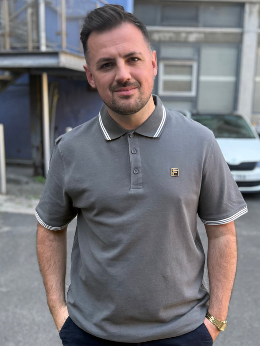 Fila Gold Soren Polo With Tipping in Gunmetal