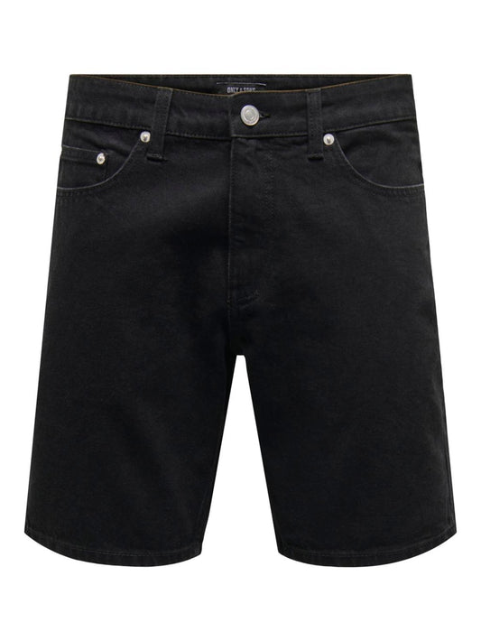 Only & Sons Edge Denim Shorts Black