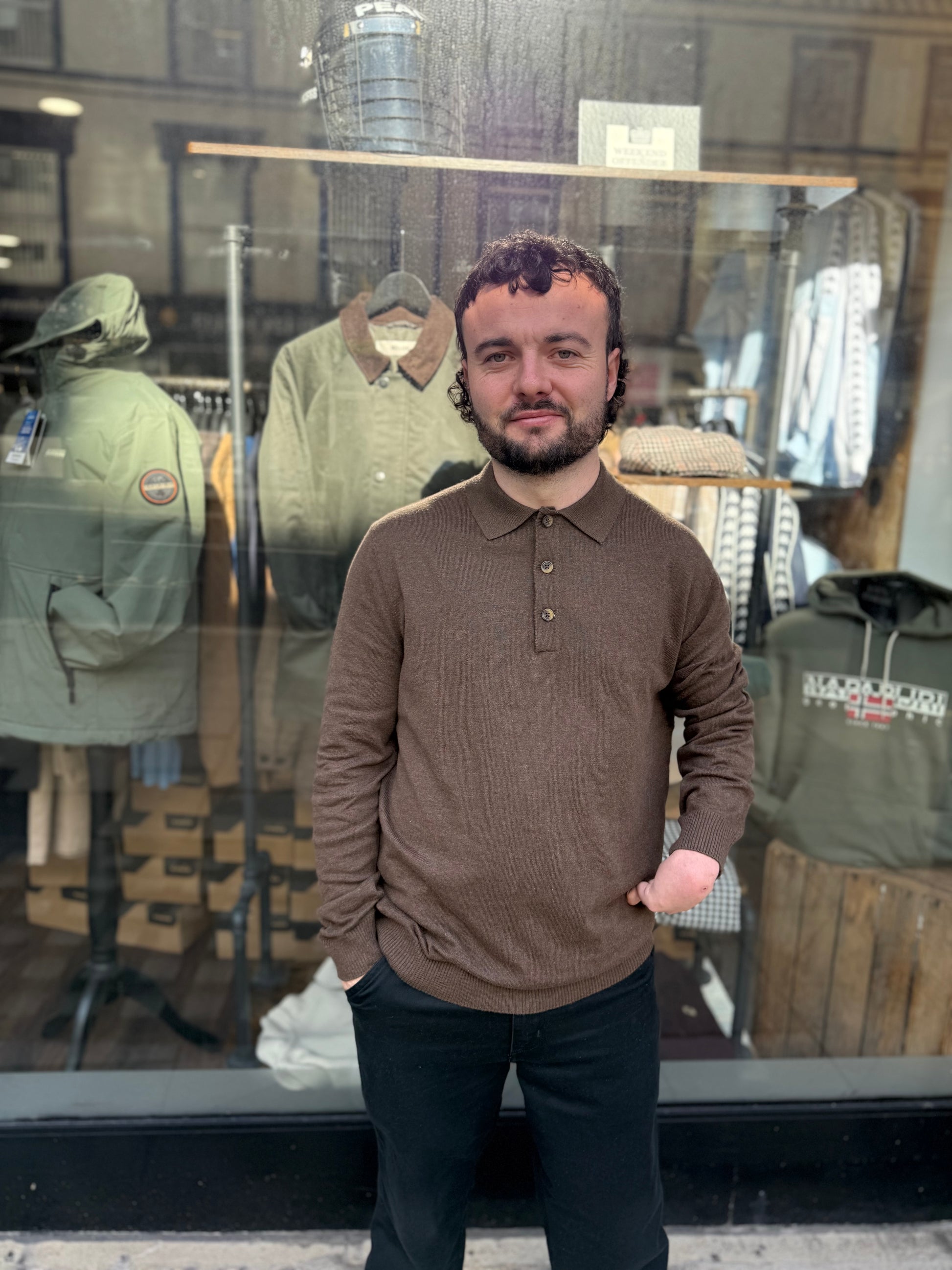 Only & Sons Onsloui Long Sleeve Knitted Polo Brown - RD1 Clothing