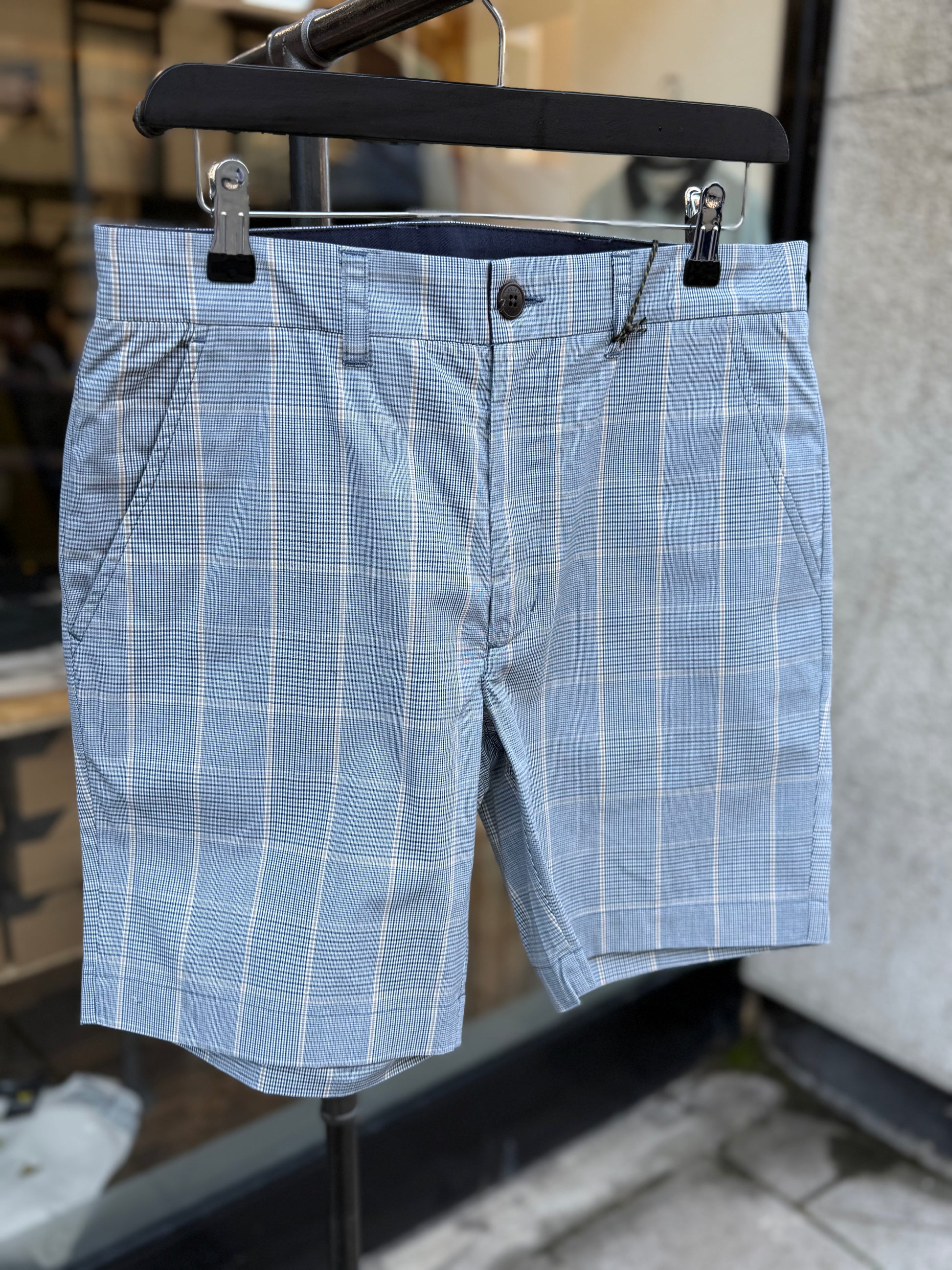 Gabicci Vintage Murphy Check Shorts Delft - RD1 Clothing