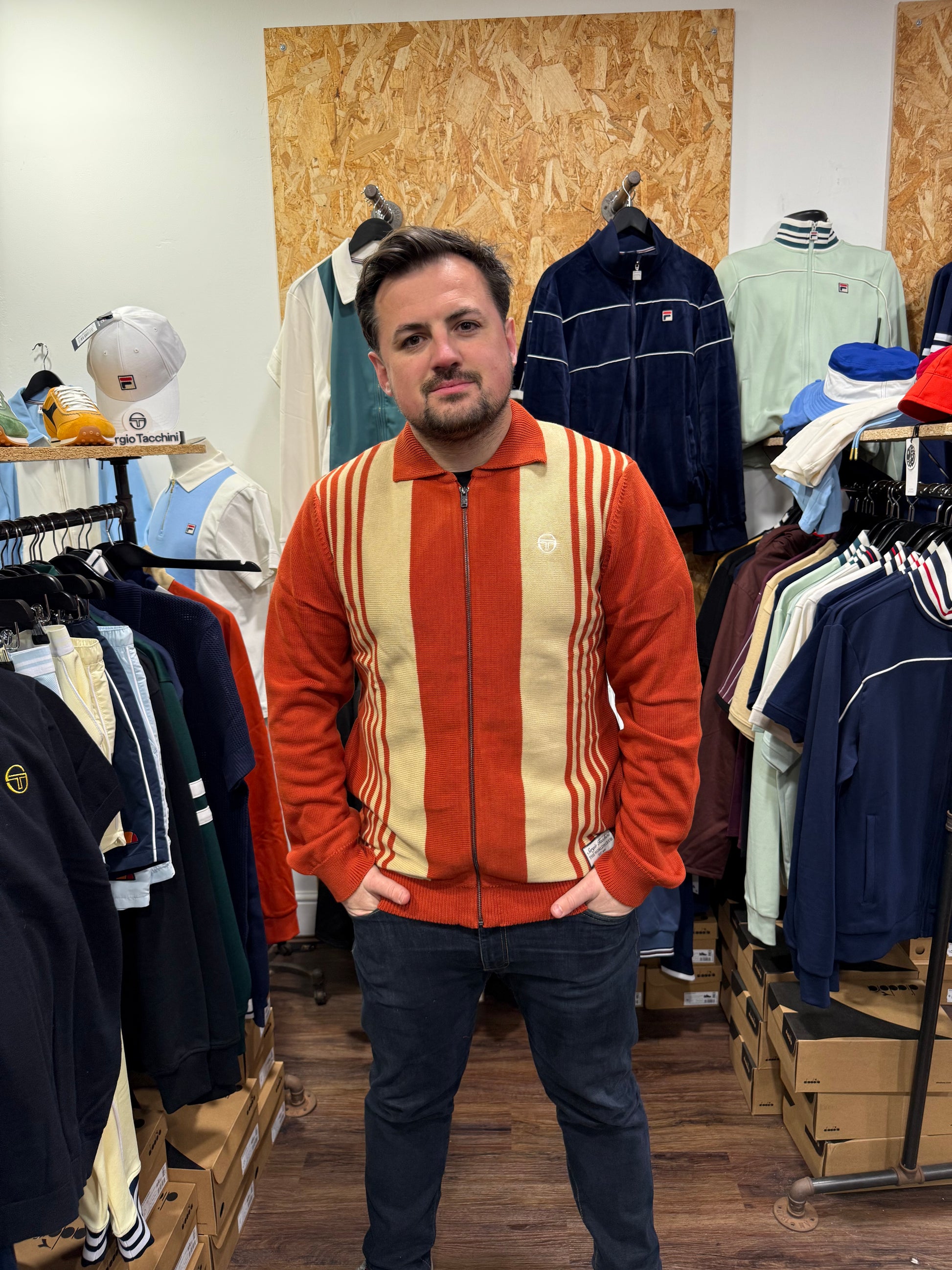 Sergio Tacchini Cipri Knitted Cardigan in Rooibos Tea/Mojave - RD1 Clothing