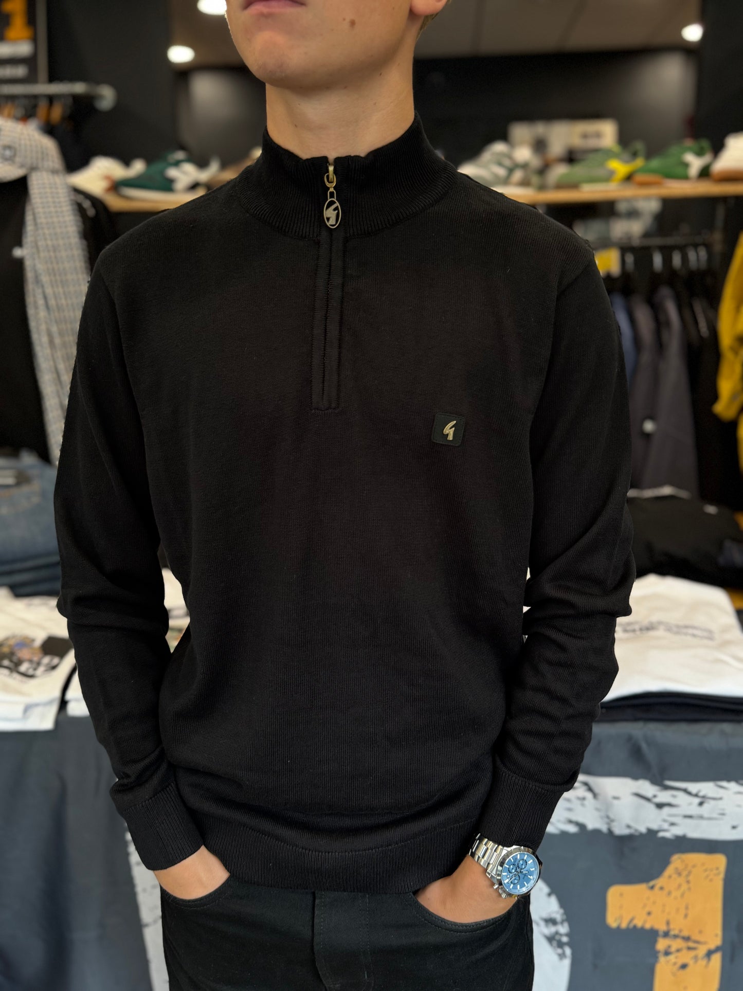 Gabicci Naxton Quarter Zip Jumper Black