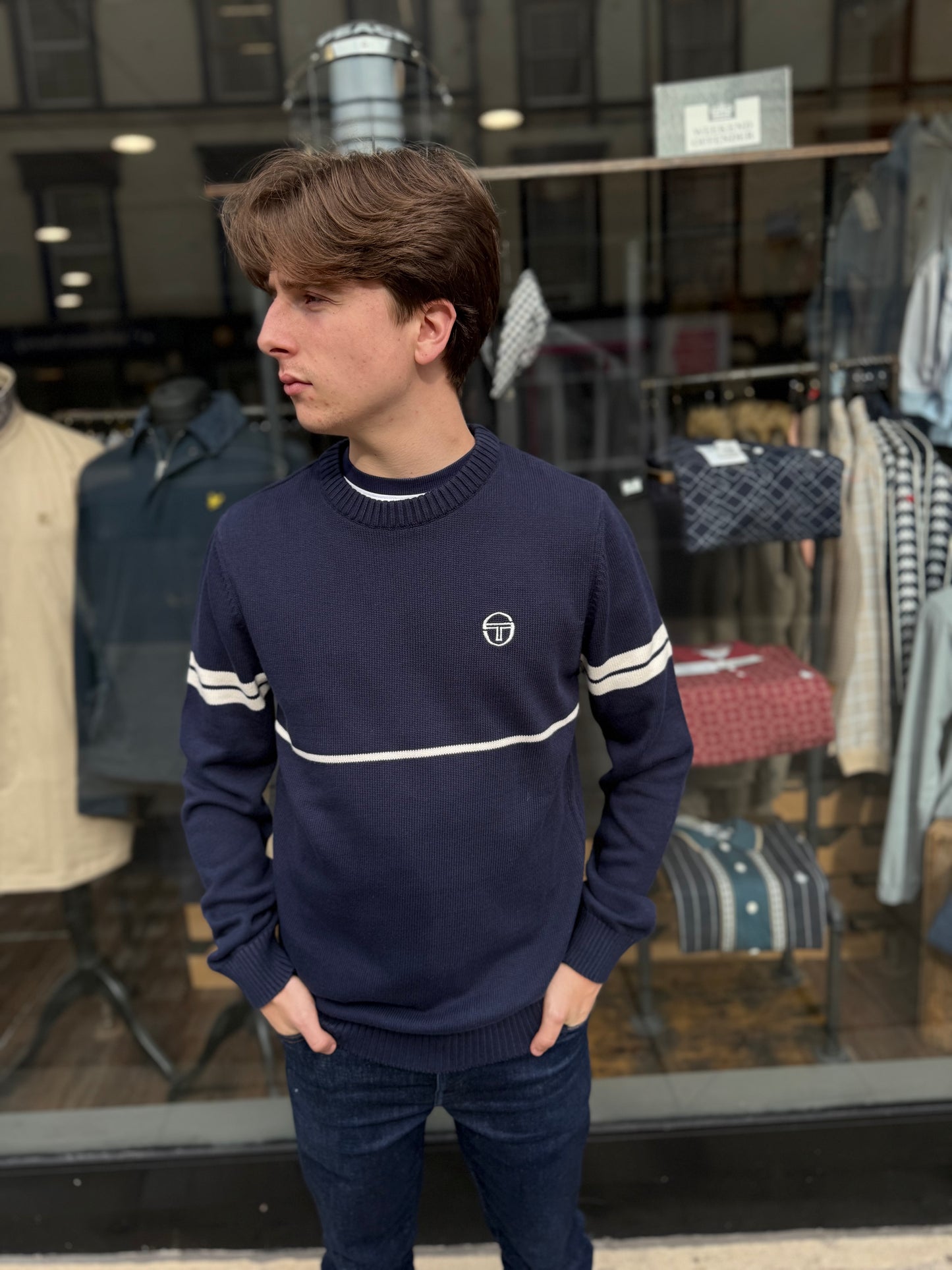Sergio Tacchini Orion Knitted Jumper Navy/Gardenia