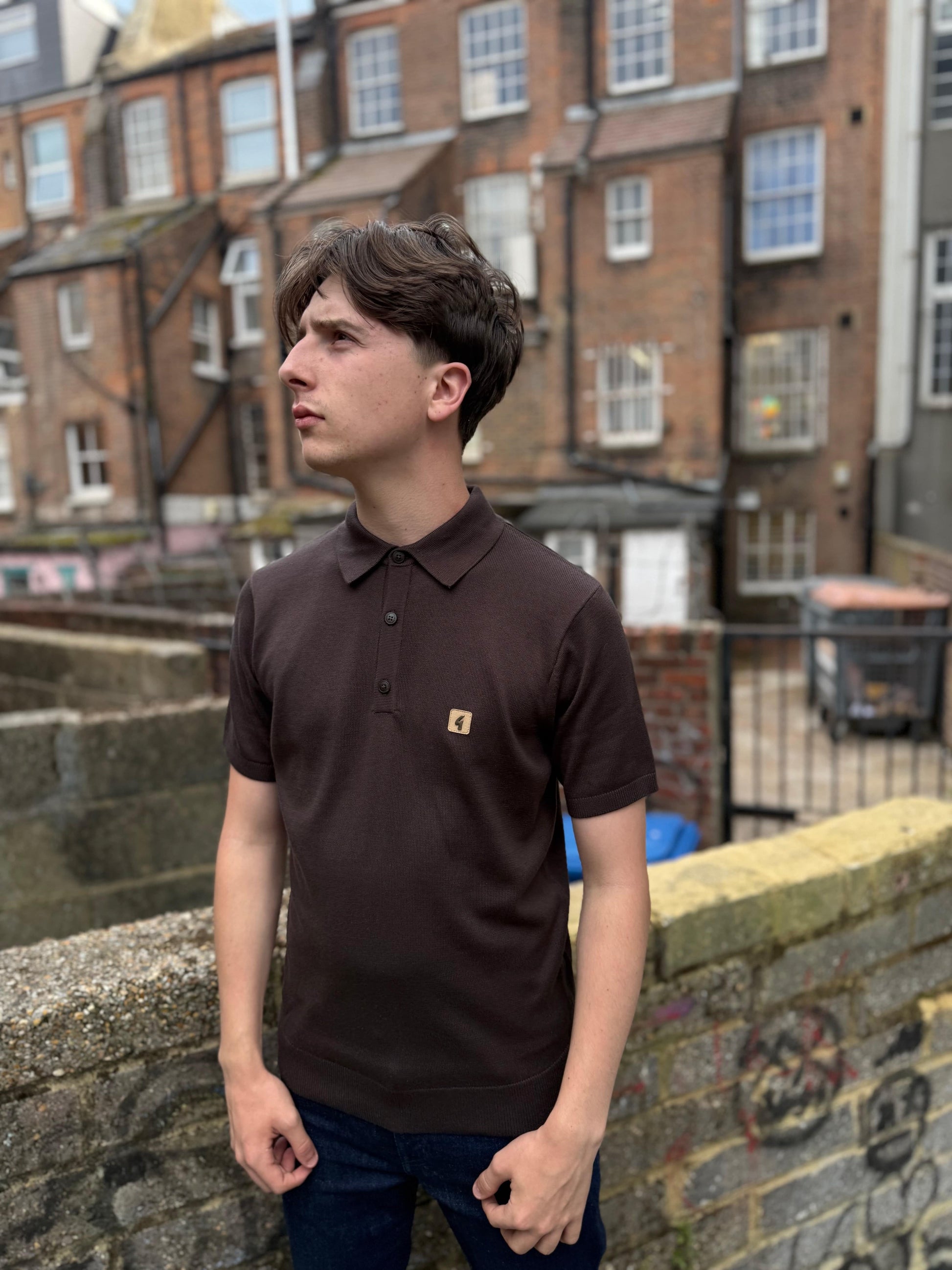 Gabicci Vintage Jackson Short Sleeve Plain Knitted Polo Clove - RD1 Clothing