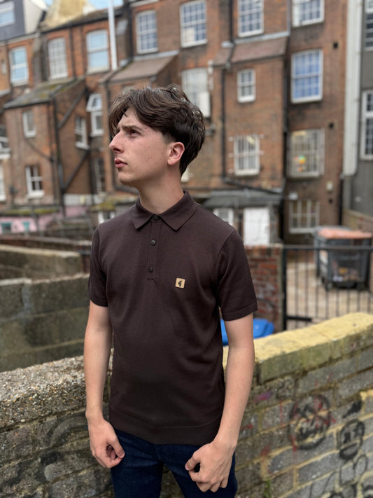 Gabicci Vintage Jackson Short Sleeve Plain Knitted Polo Clove - RD1 Clothing
