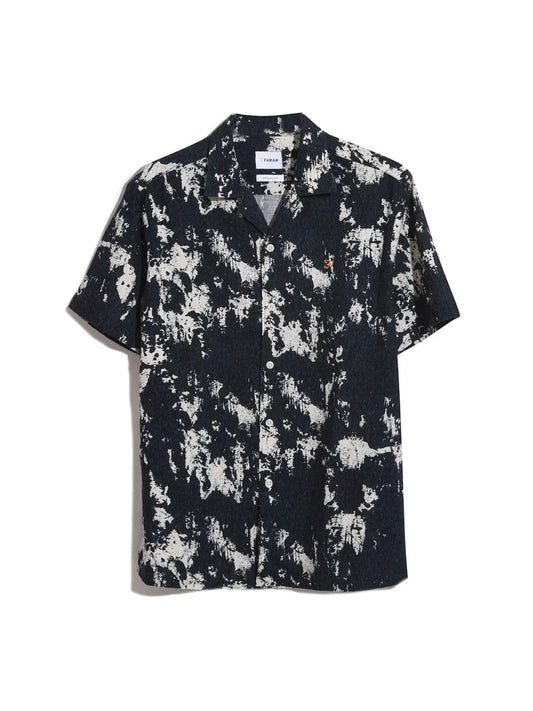 Farah Gabrielle SS Print Revere SS Shirt In True Navy