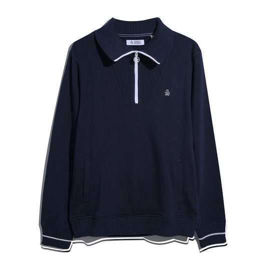 Original Penguin Fleece Tipped Quarter Zip Jumper Dark Sapphire