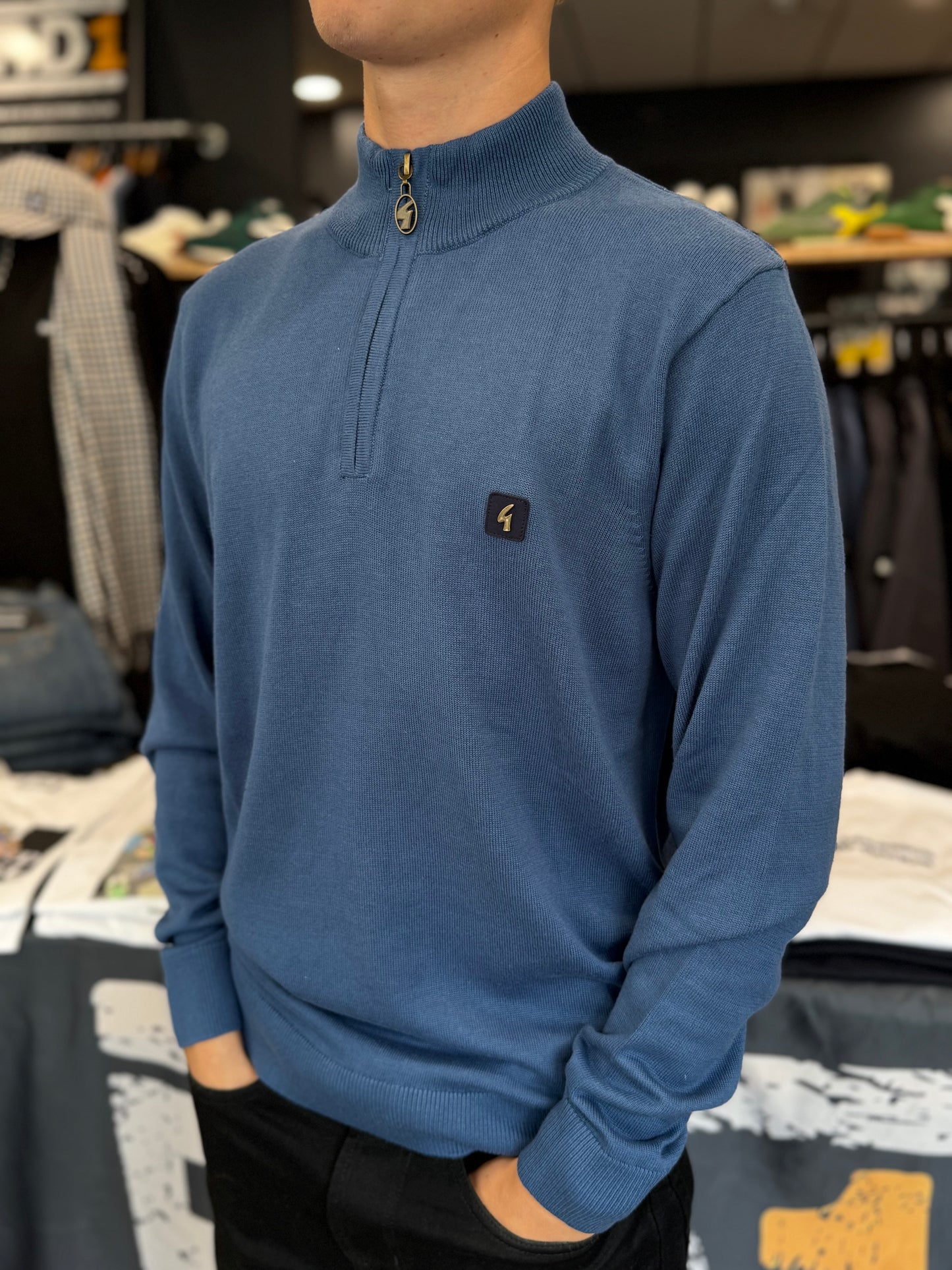 Gabicci Naxton Quarter Zip Jumper Airforce