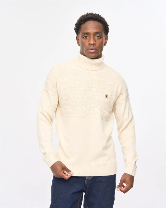 Gabicci Vintage Emilio Roll Neck Knit Cream