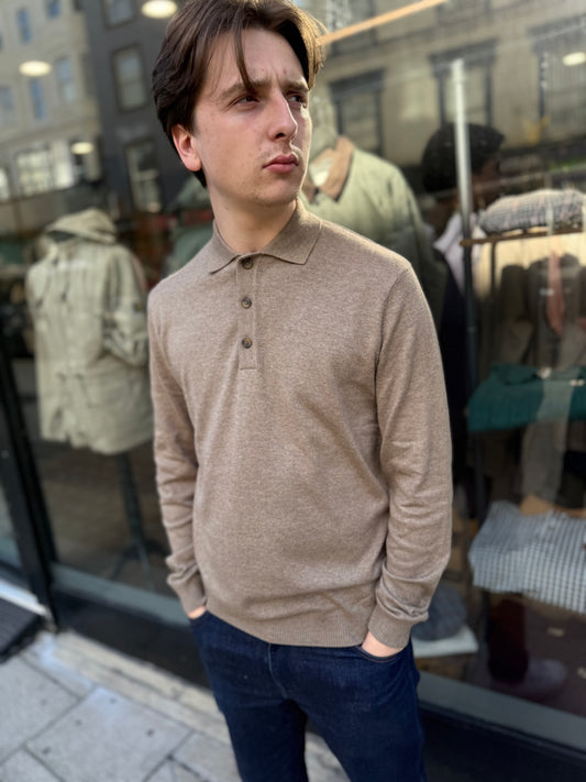 Only & Sons Long Sleeve Knitted Polo Desert Taupe - RD1 Clothing
