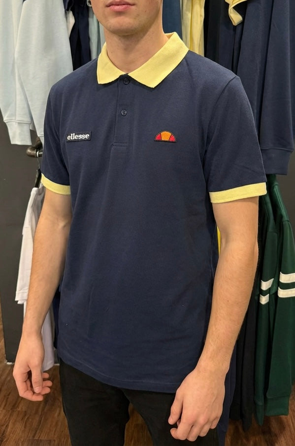 Ellesse Lessepsia Polo Shirt Navy/Light Yellow - RD1 Clothing