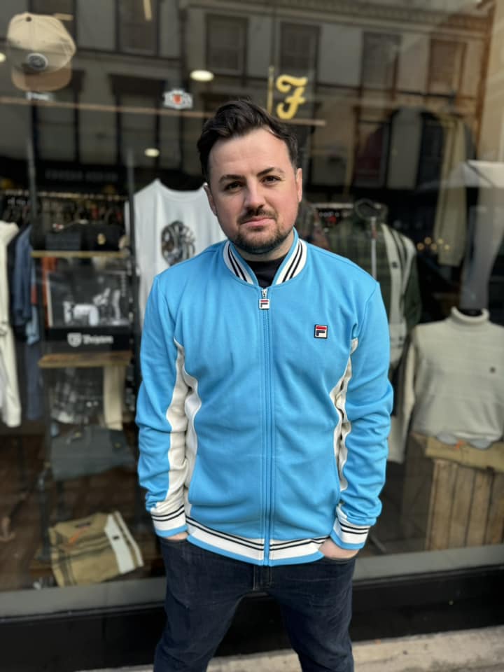 Fila Settanta Baseball Track Jacket In Light Blue/Cream/Fila Navy