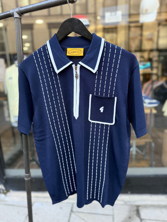 Gabicci Vintage Daron Knitted Polo Shirt Navy - RD1 Clothing