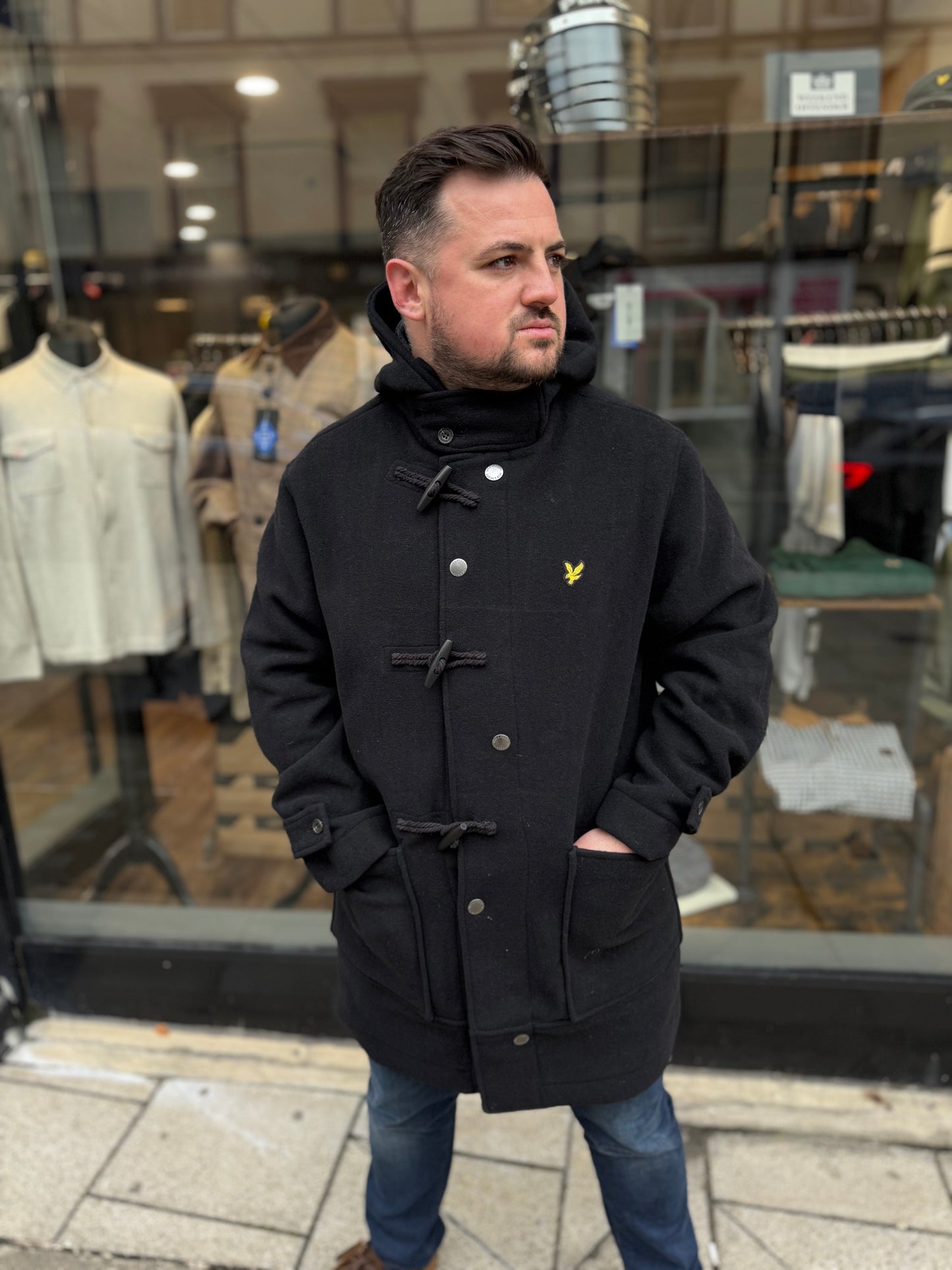Lyle & Scott Duffle Coat Jet Black