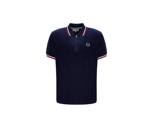 Sergio Tacchini Primo Velour Polo Shirt In Maritime Blue - RD1 Clothing