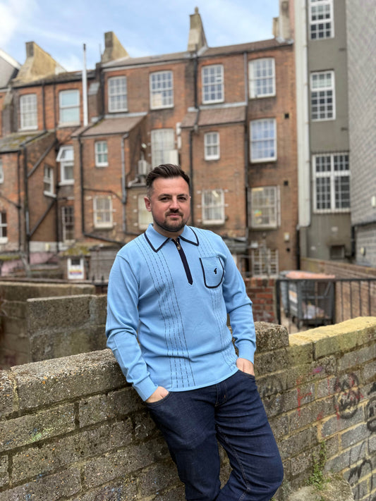 Gabicci Vintage Darron Knitted Polo Iceberg - RD1 Clothing