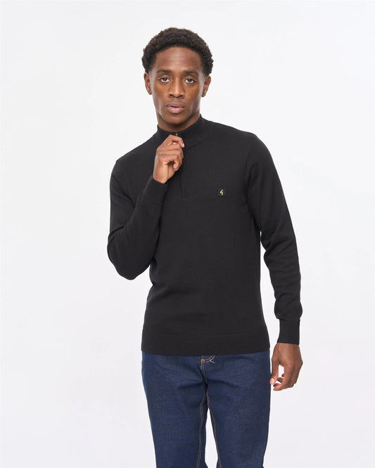 Gabicci Naxton Quarter Zip Jumper Black