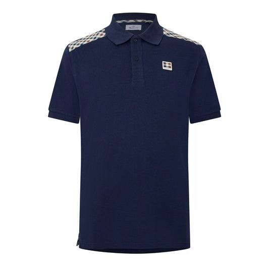 Aquascutum Active Check Shoulder Polo Navy